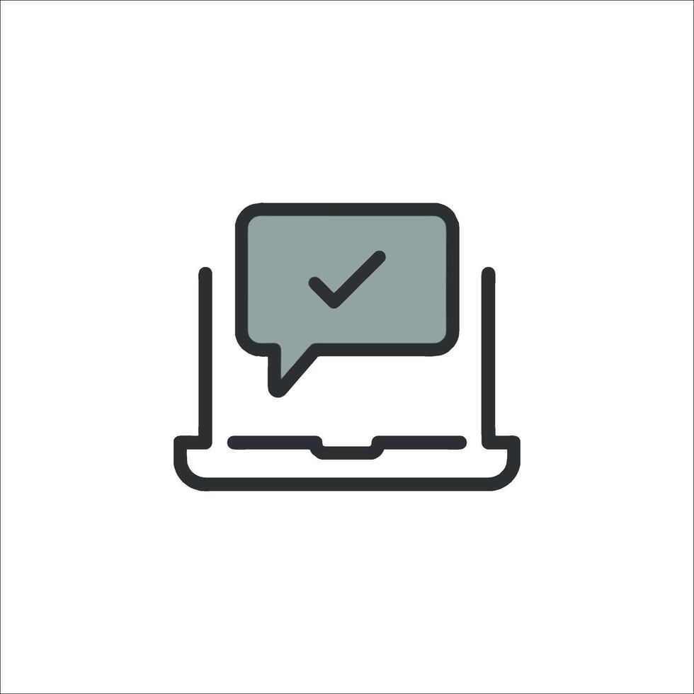 A laptop with a check mark on it vector