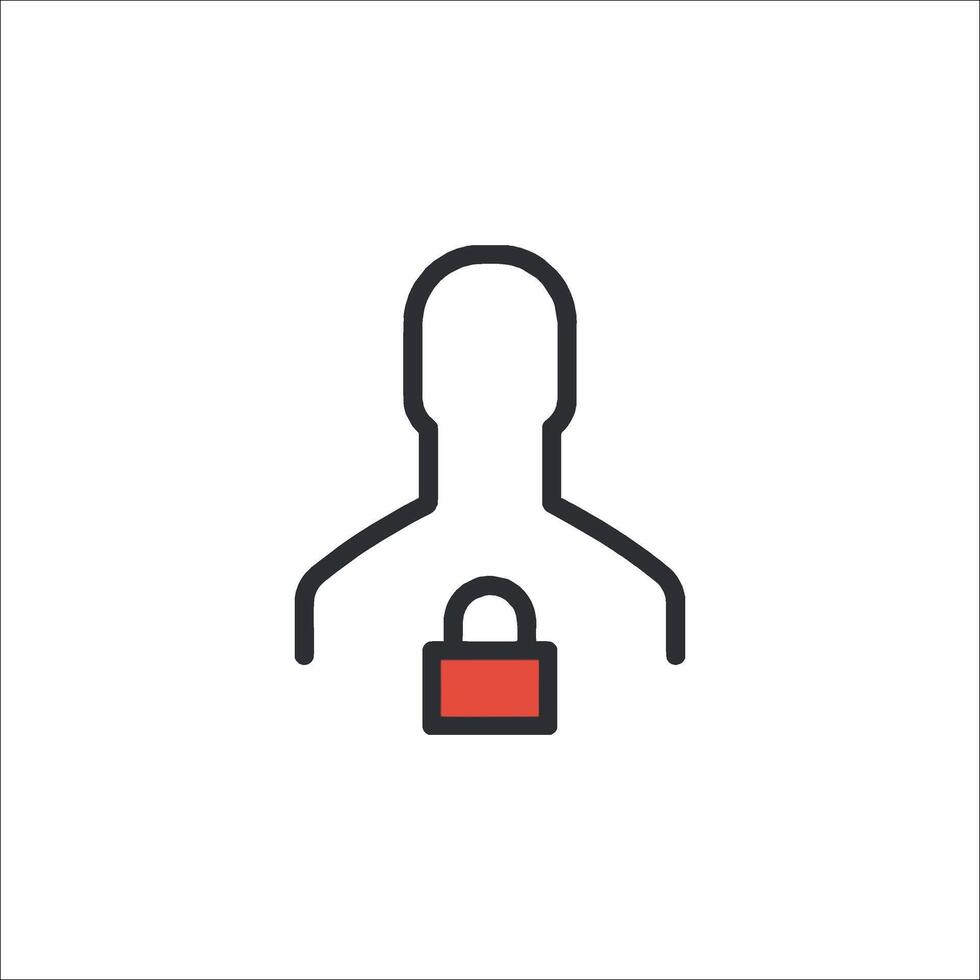 A man with a lock icon on a white background vector