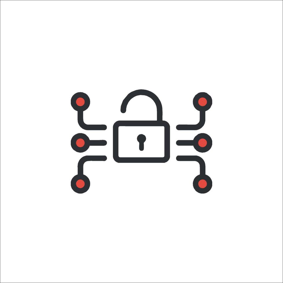 A lock icon with red dots on it vector