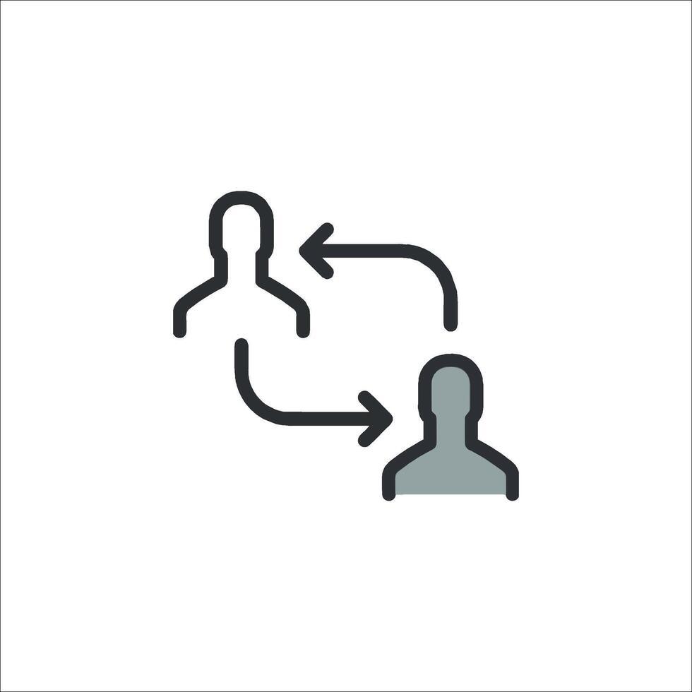 A line icon of two people connected by a line vector