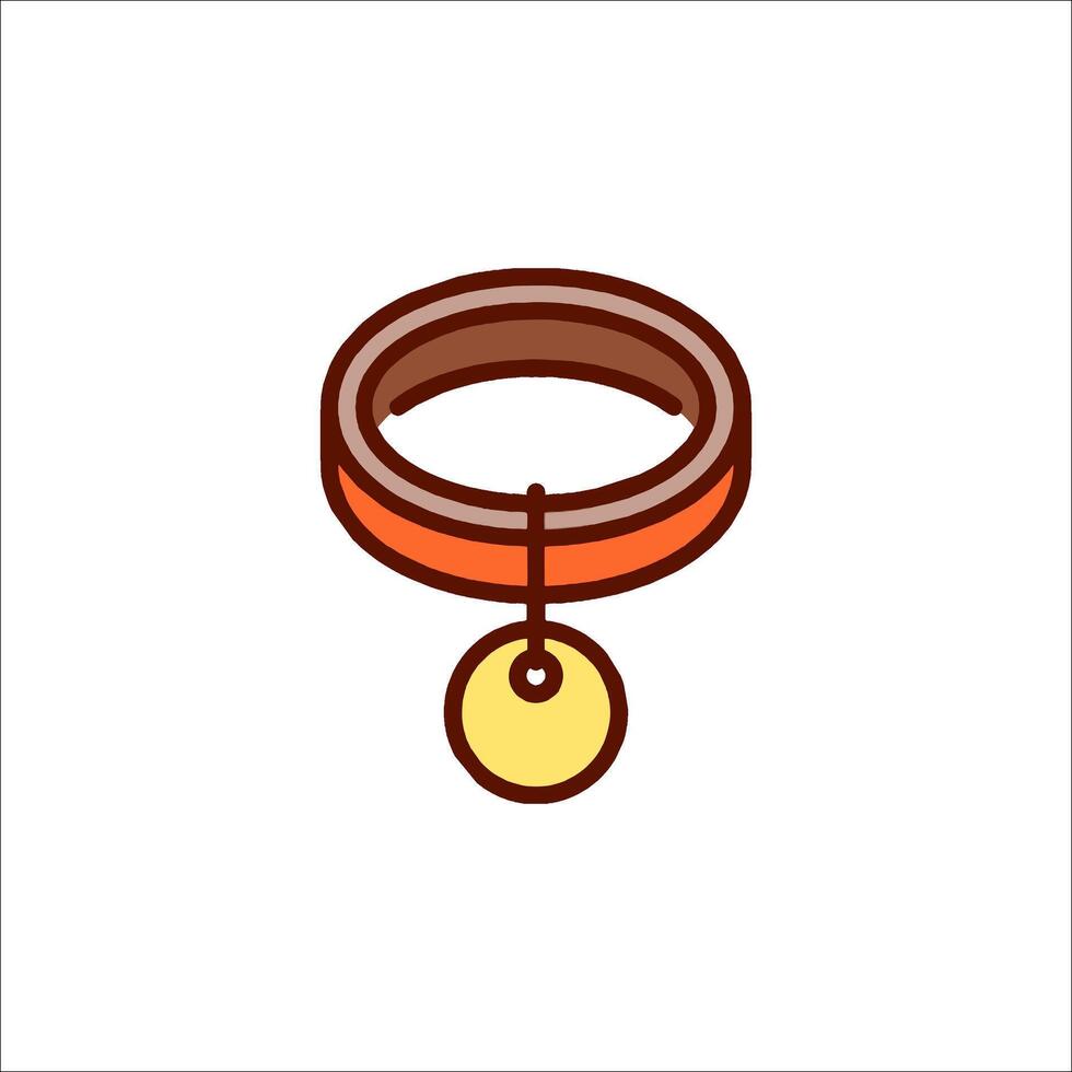 A dog collar with a gold chain hanging from it vector