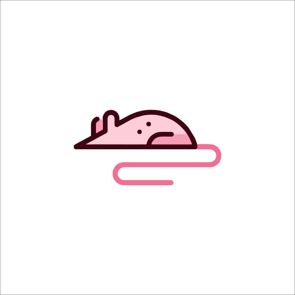 A pink mouse is lying on its side in a line vector