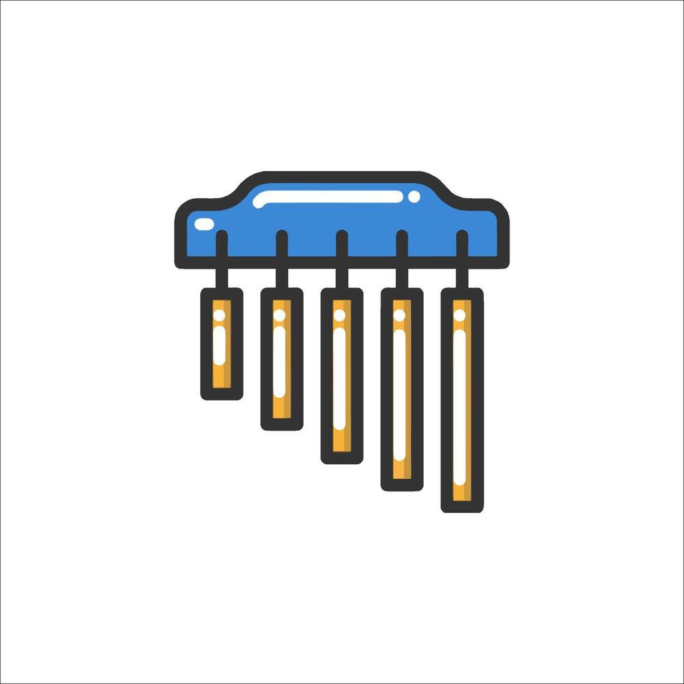 A blue and yellow musical instrument icon vector