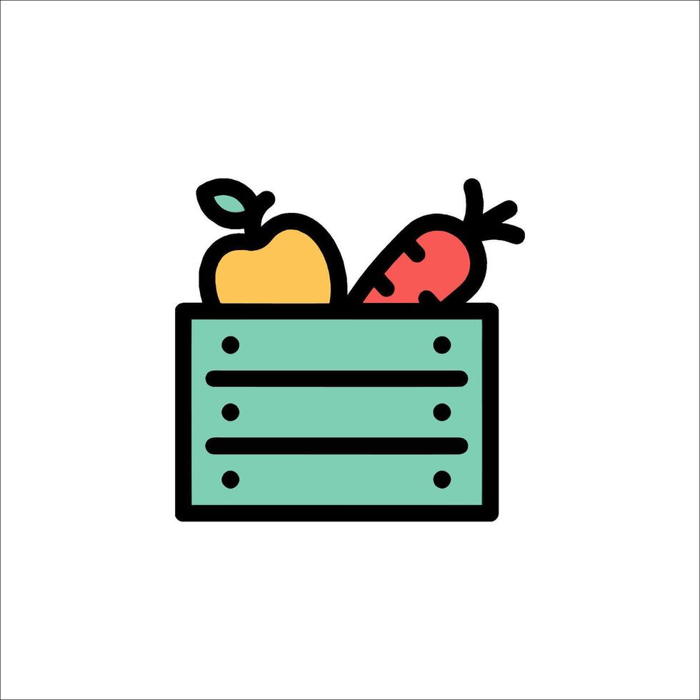 A box with fruit and vegetables in it vector