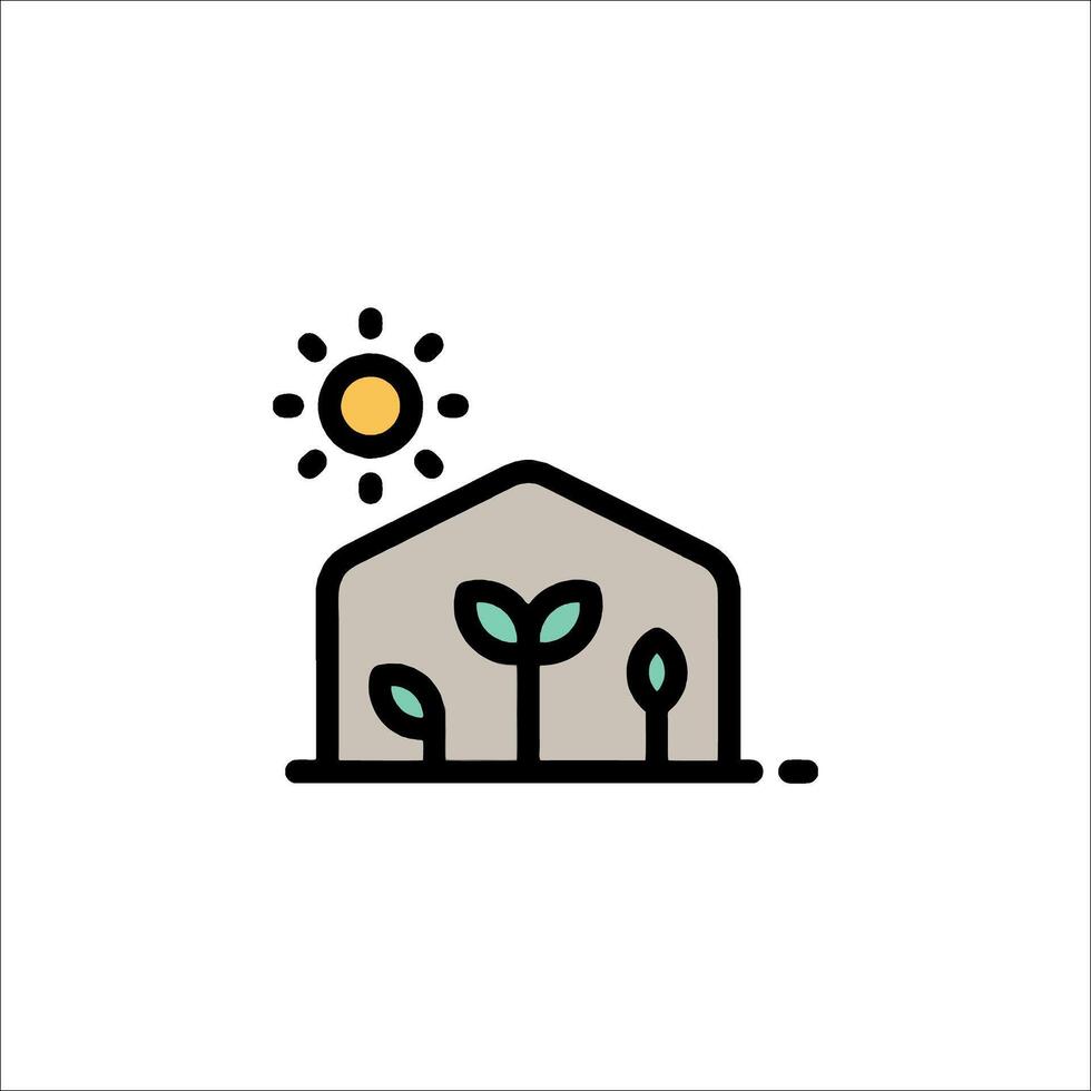 A house with plants and sun on it vector