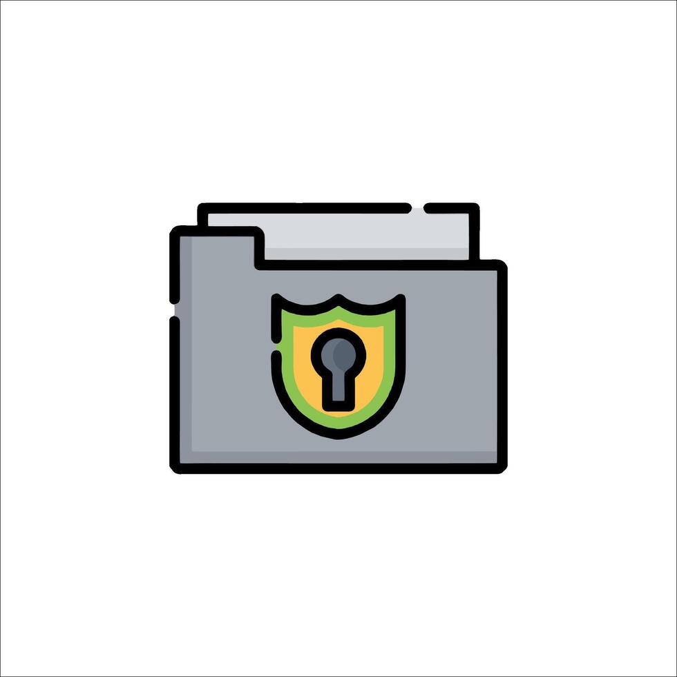A folder with a key and shield icon vector