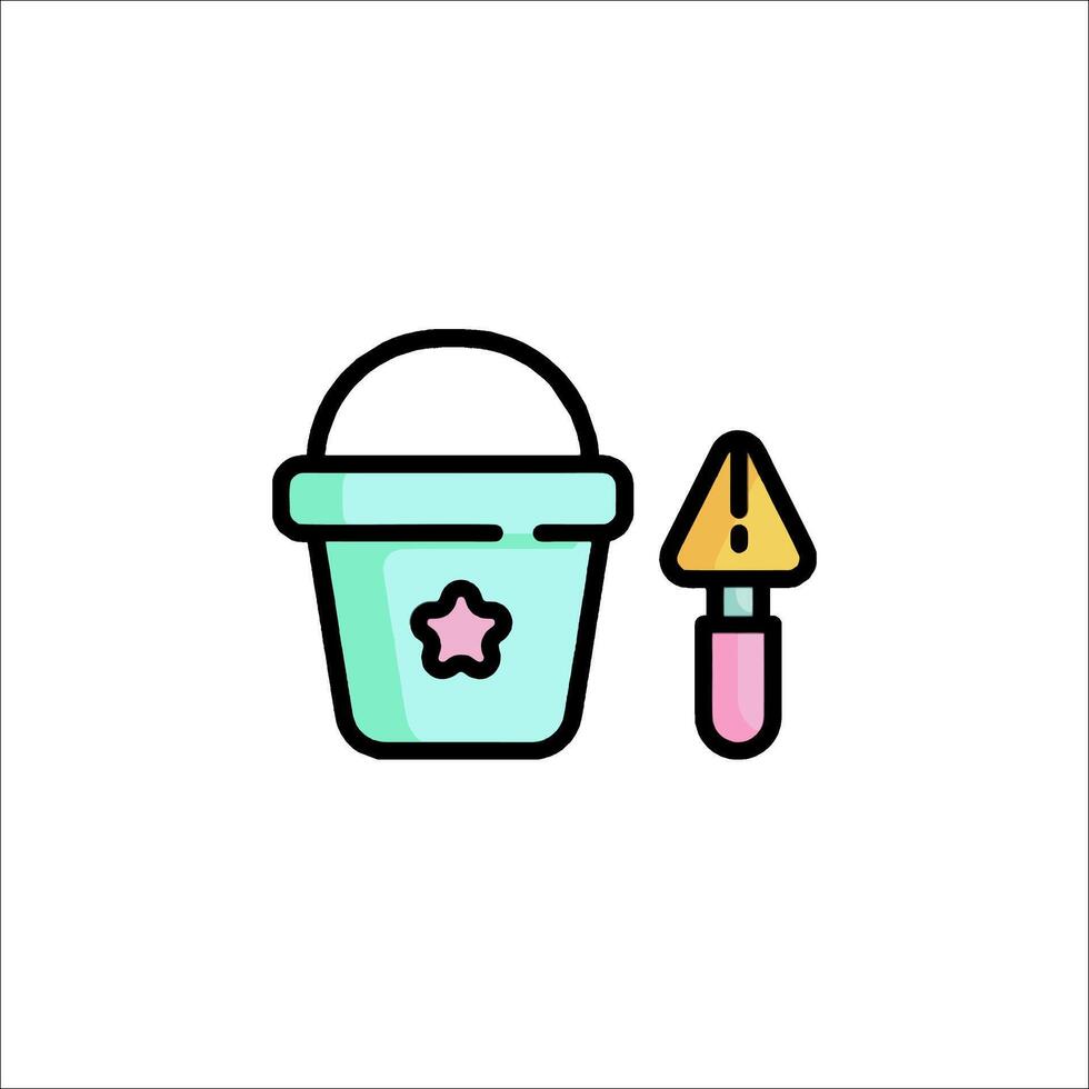 A bucket with a star and a shovel vector