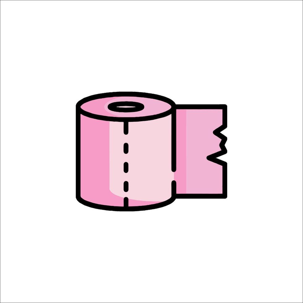A pink roll of toilet paper icon vector