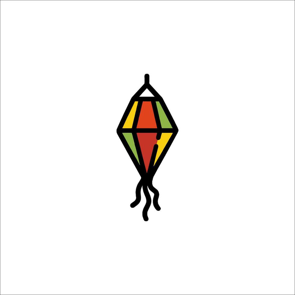 A colorful kite with a red, green and yellow design vector