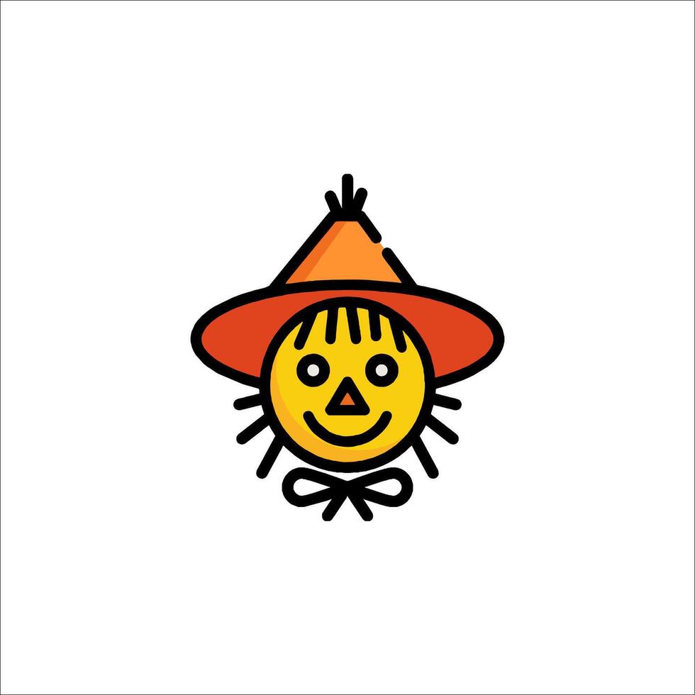 A cartoon scarecrow with a hat on vector