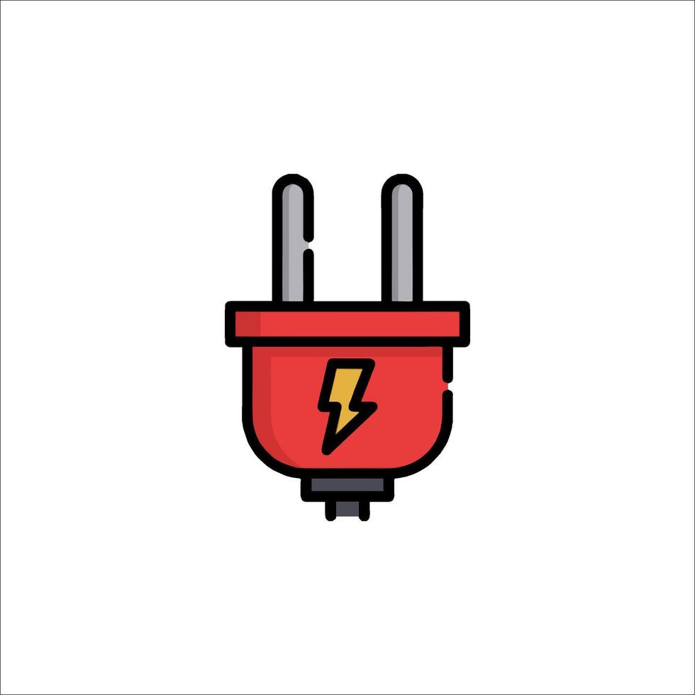 A red plug with a lightning bolt on it vector