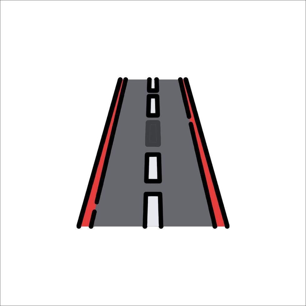 An empty road with a red line on it vector