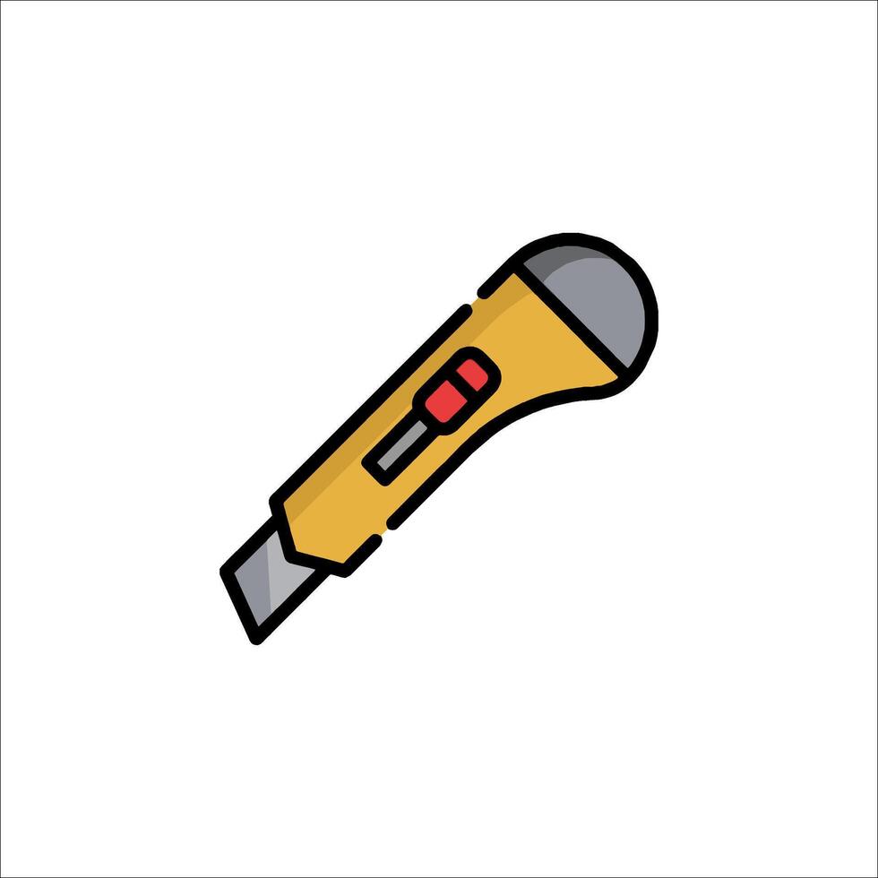 A yellow and black tool with a red button vector