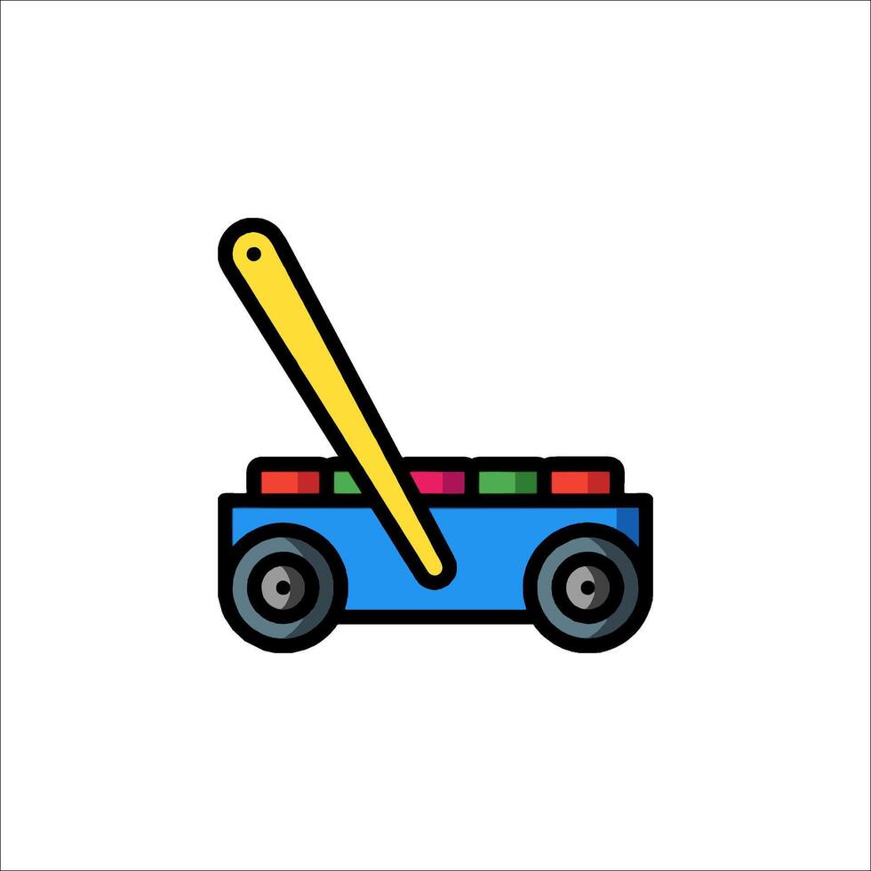 A toy car with a wooden handle and a wooden stick vector