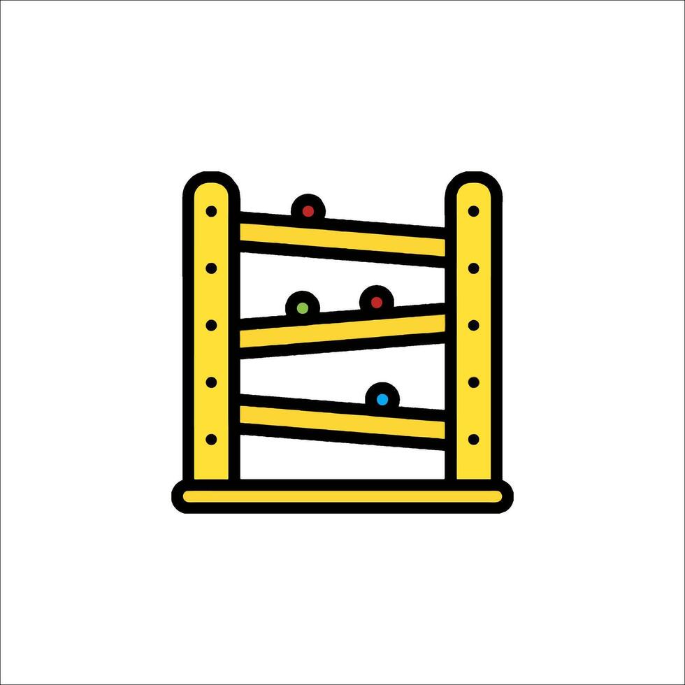 A wooden rack with balls on it vector