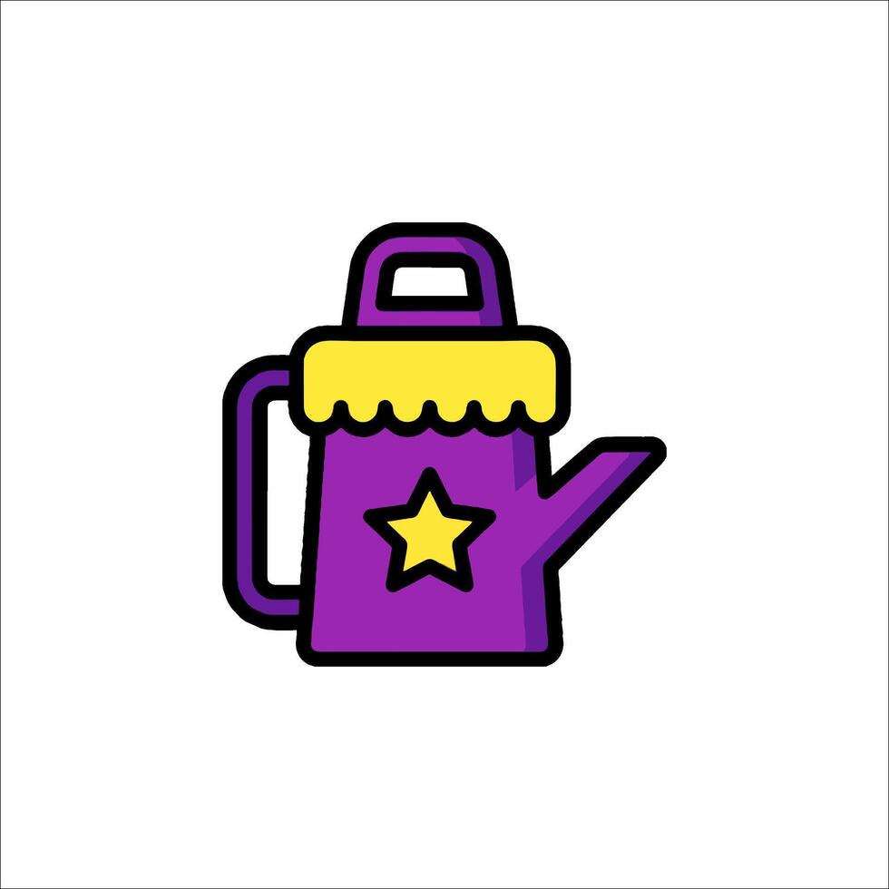 A purple watering can with a star on it vector