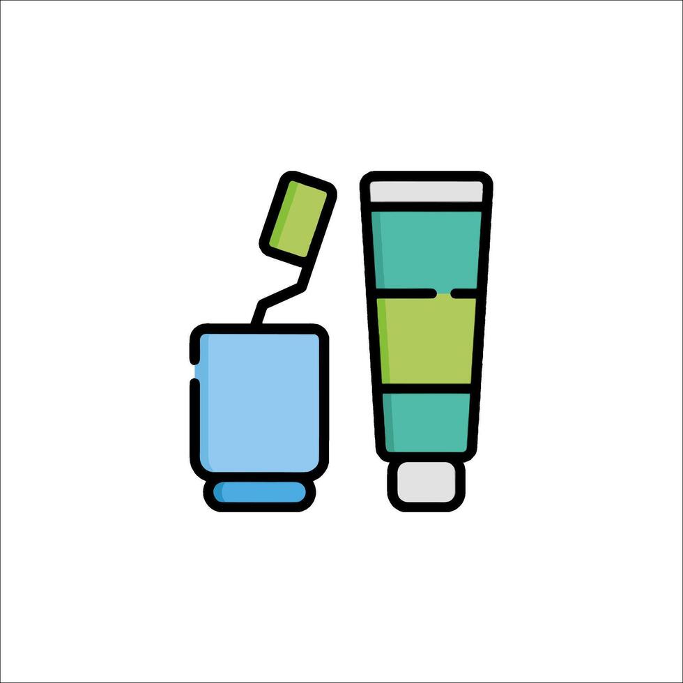 A tube of toothpaste and a cup of water vector