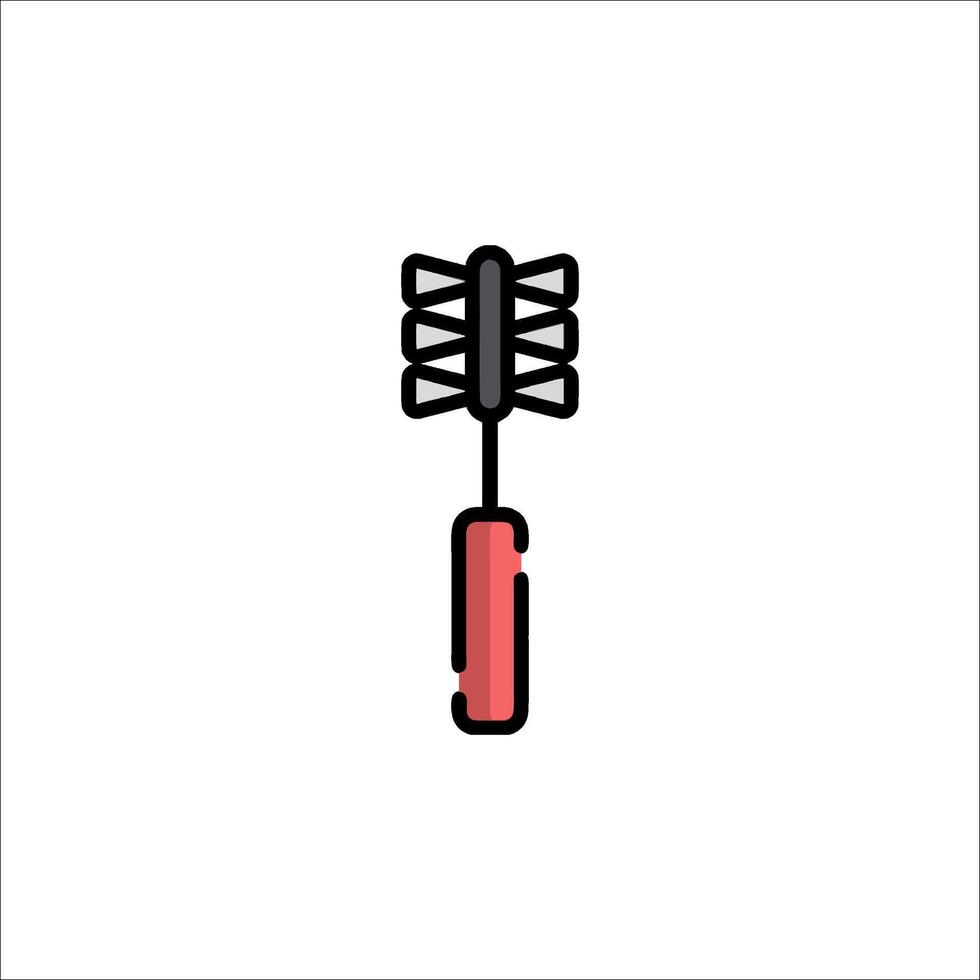 A red and black brush with a handle on it vector