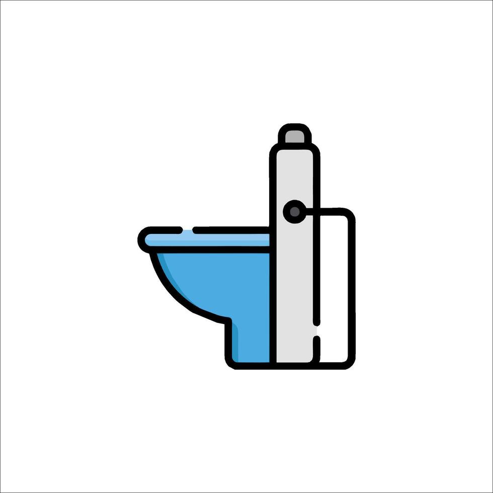 A toilet with a blue handle and a blue lid vector