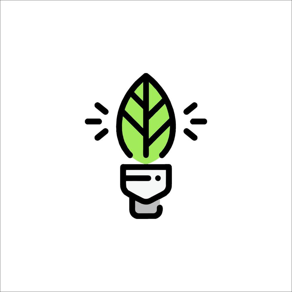 A green light bulb with a leaf inside vector