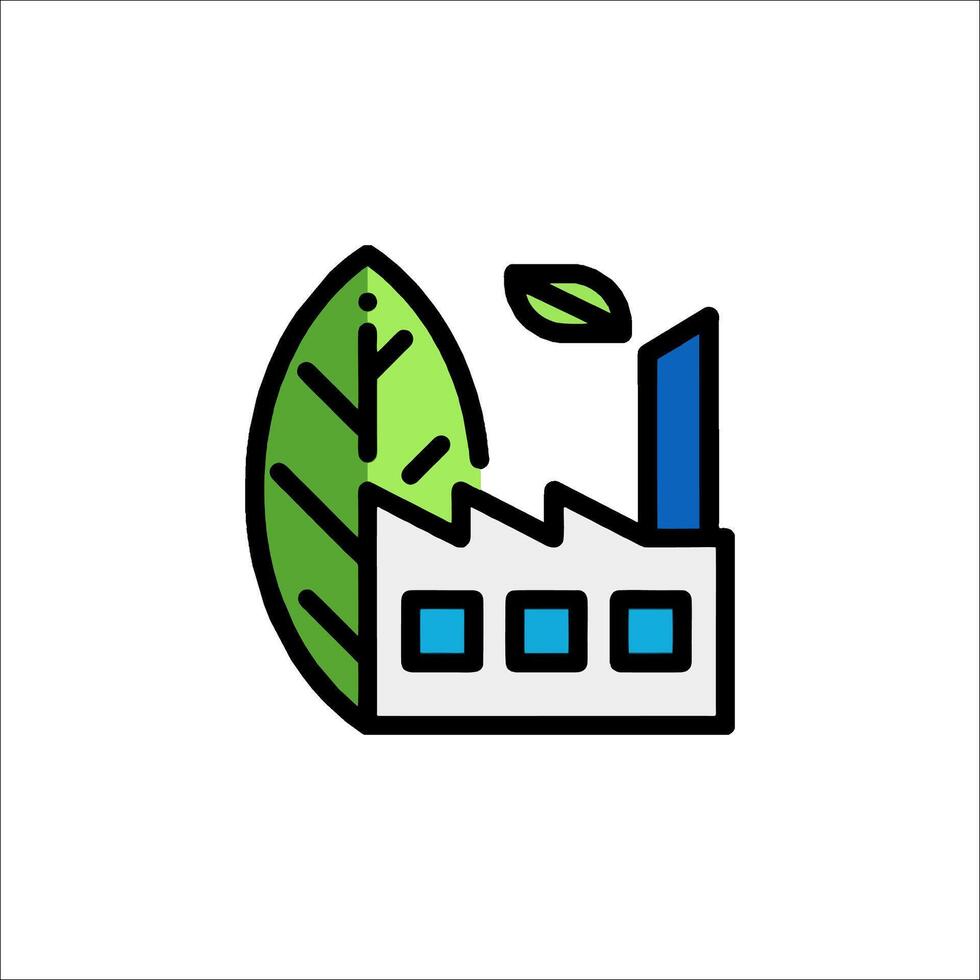 A green plant and factory icon vector