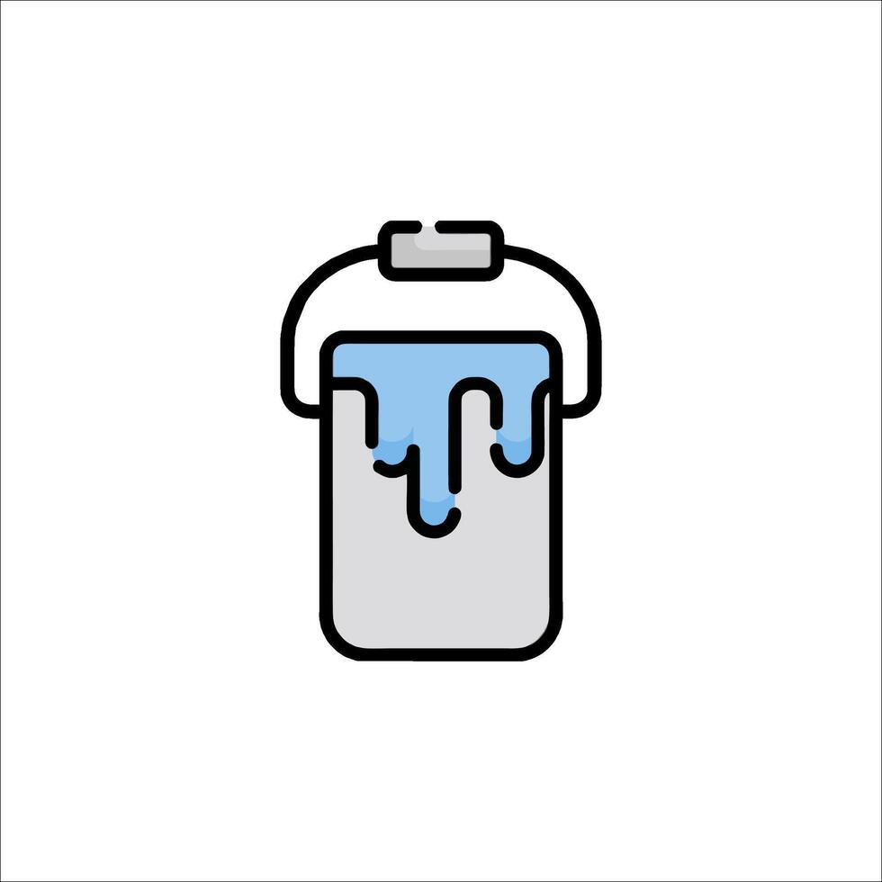 A can of paint with a blue liquid dripping out of it vector