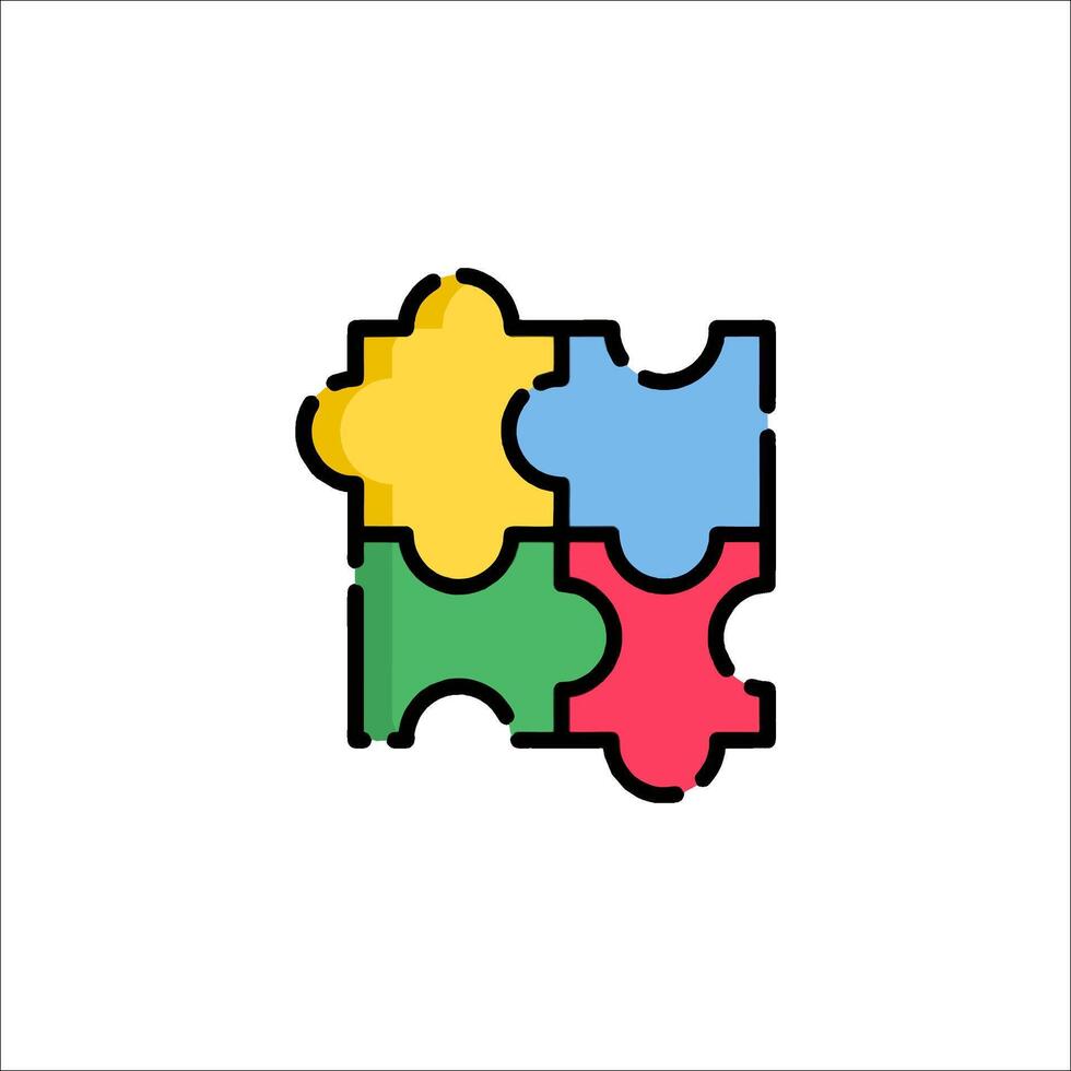 A puzzle piece icon with four pieces vector