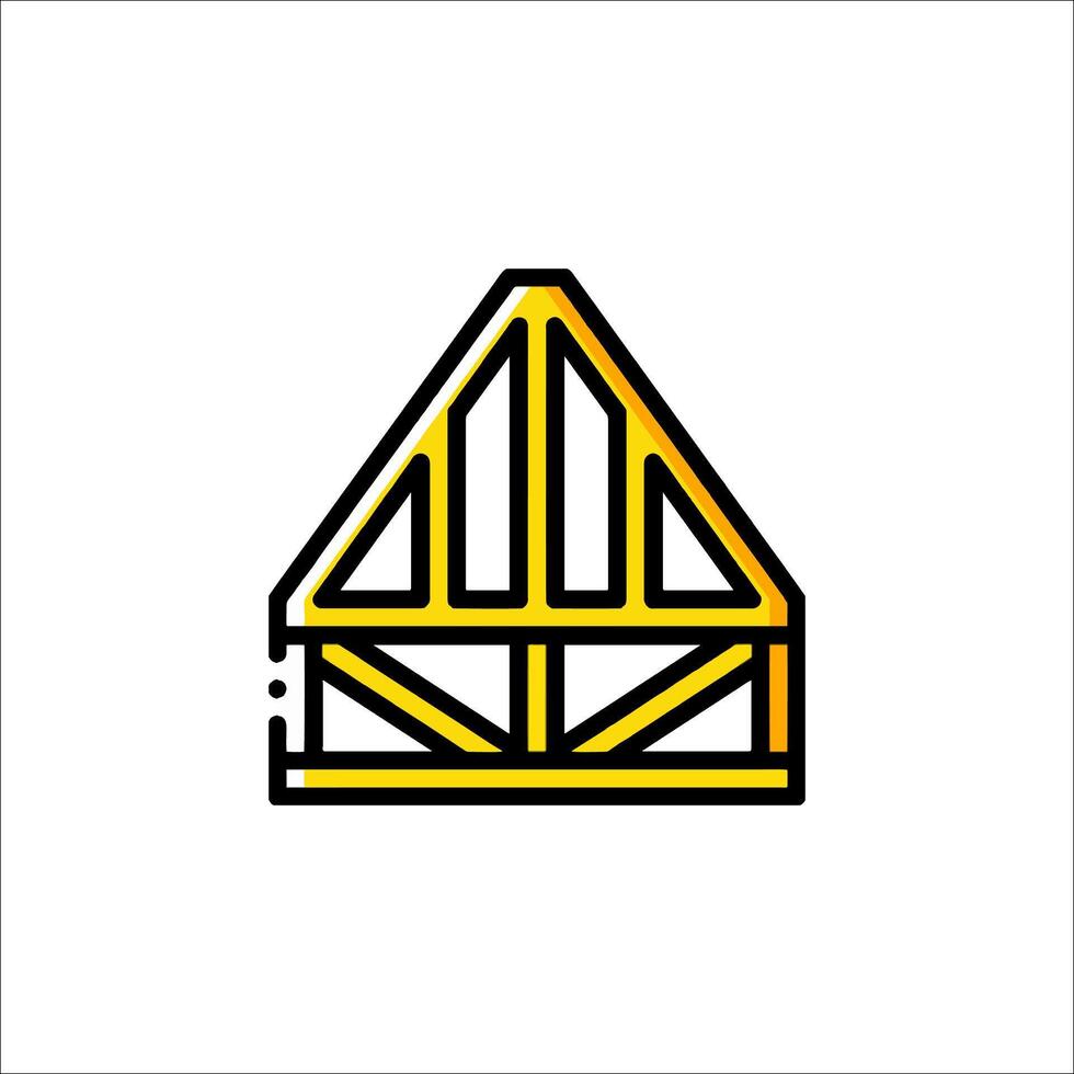 A yellow triangle with a black outline vector