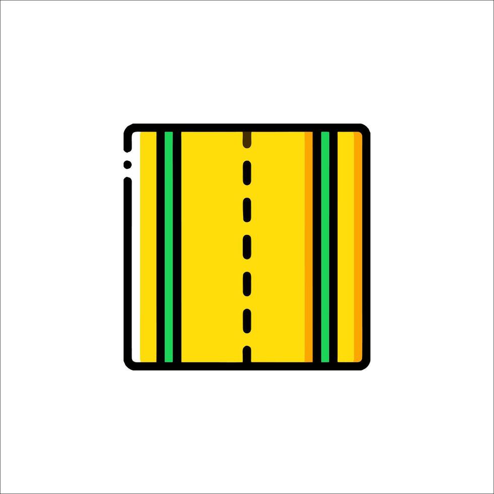 A yellow and green striped road sign icon vector