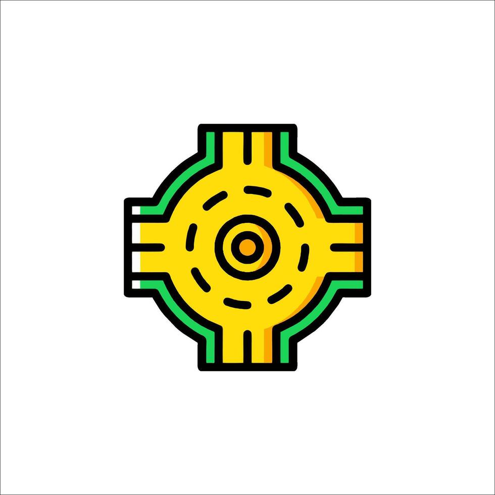 A yellow and green cross with a green dot in the center vector