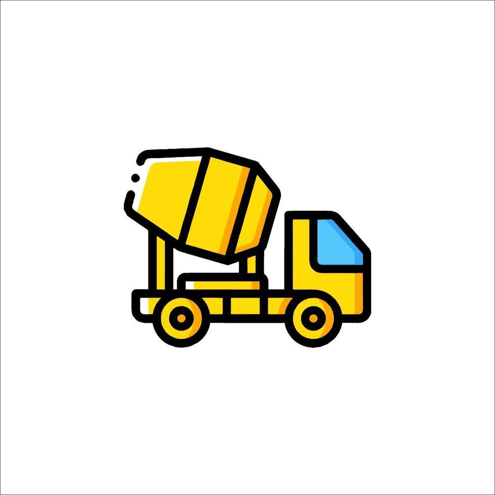 Concrete mixer truck icon illustration vector