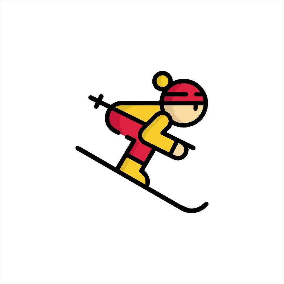A cartoon skier is going down a slope vector