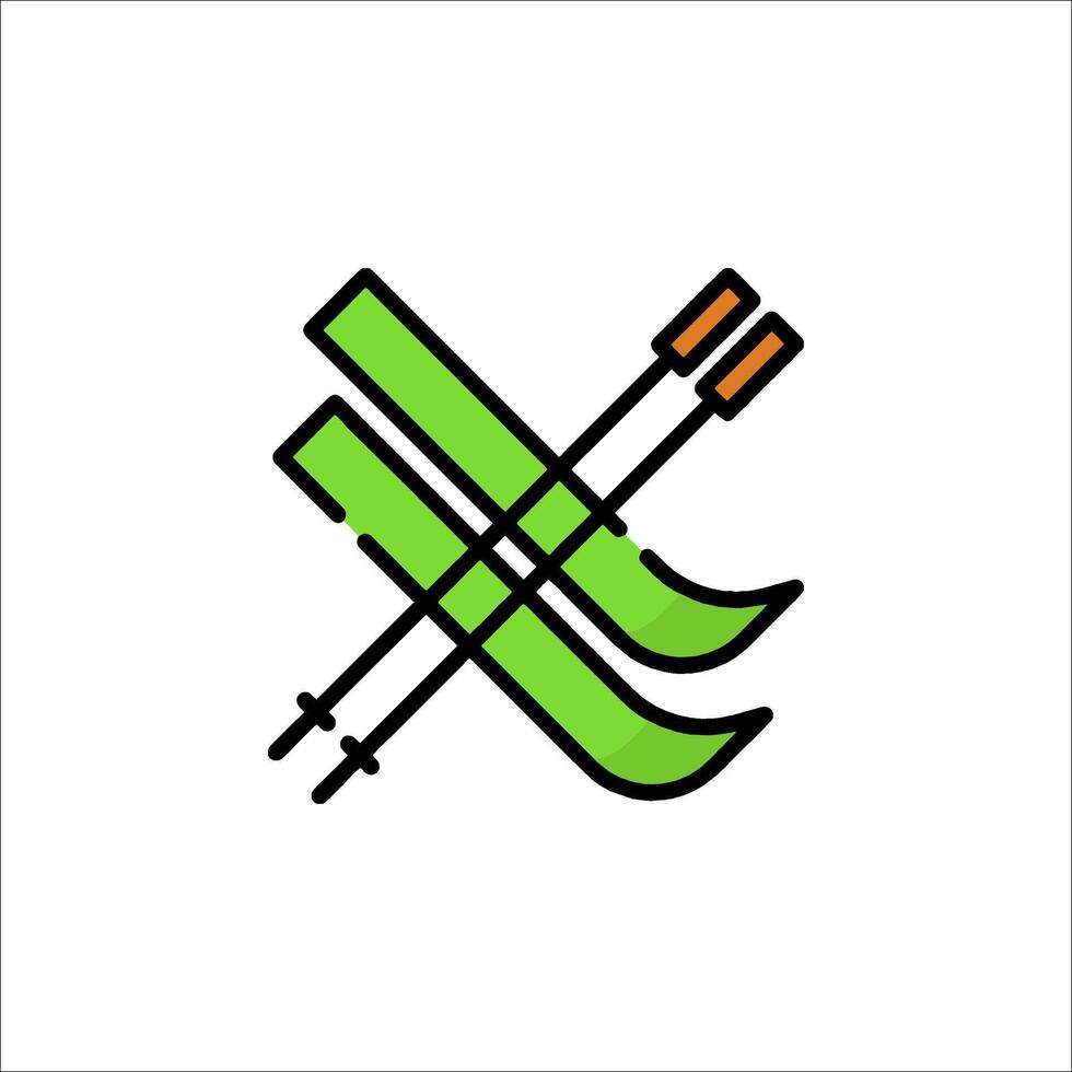 A pair of skis with a cross on top vector