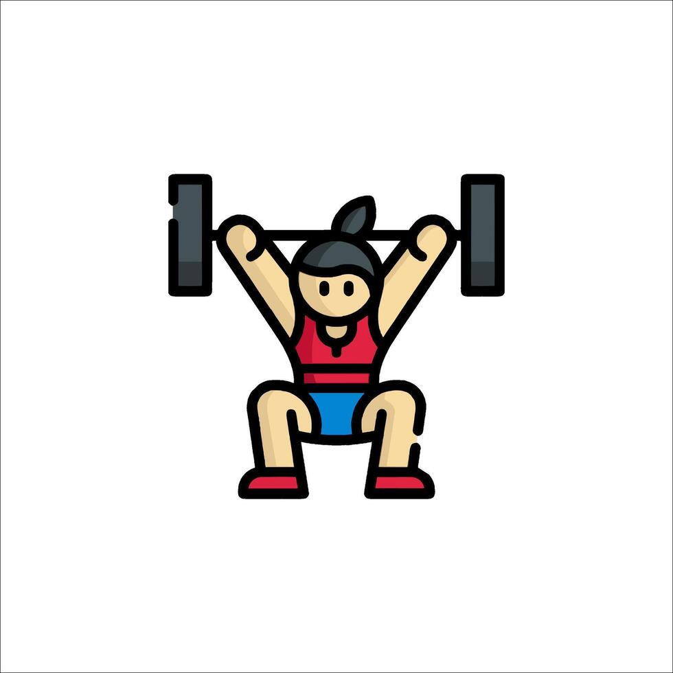 A woman lifting a barbell in a cartoon style vector