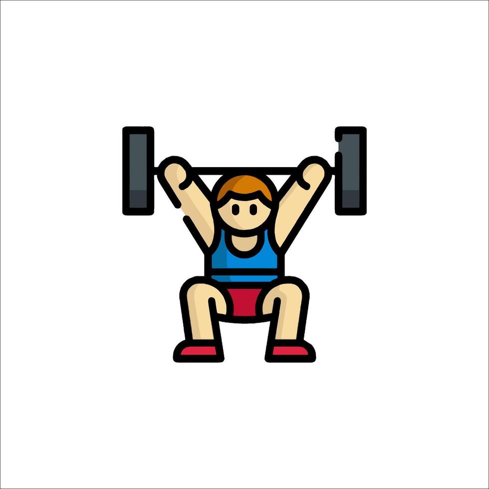 A man lifting a barbell icon vector