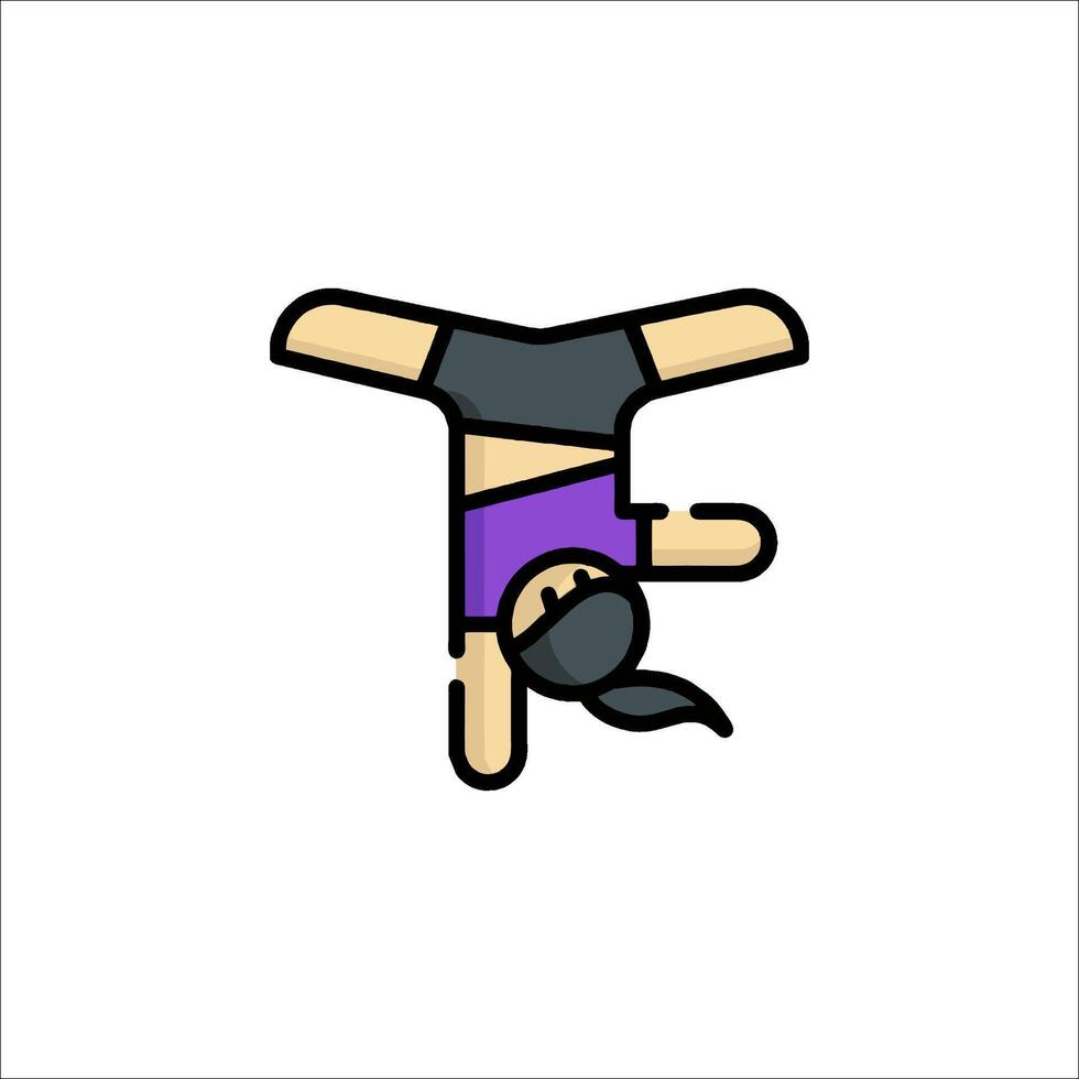 A girl doing a handstand on a white background vector