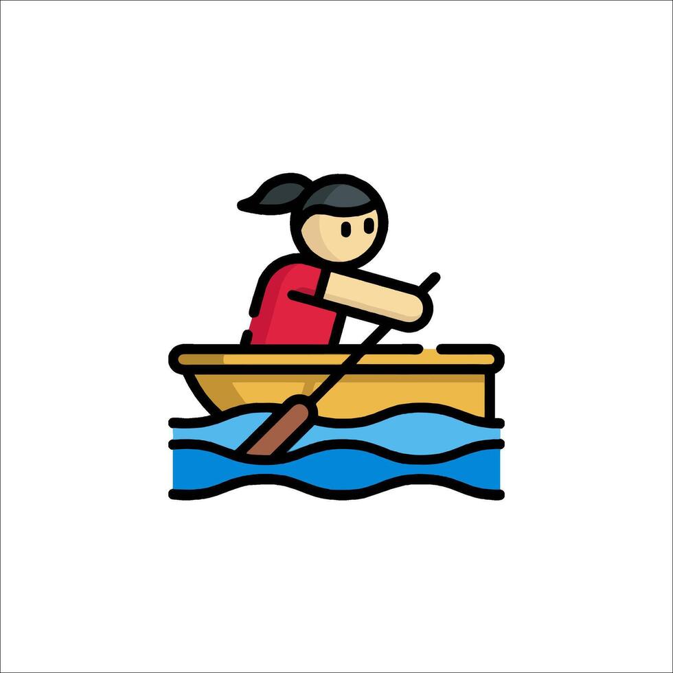 A woman is rowing a boat in the water vector