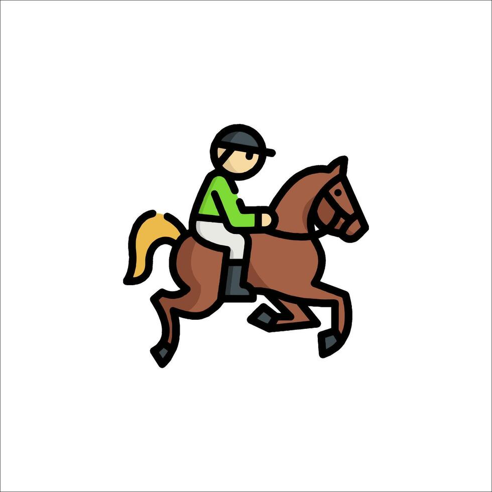 A horse and rider icon with a rider on the horse vector
