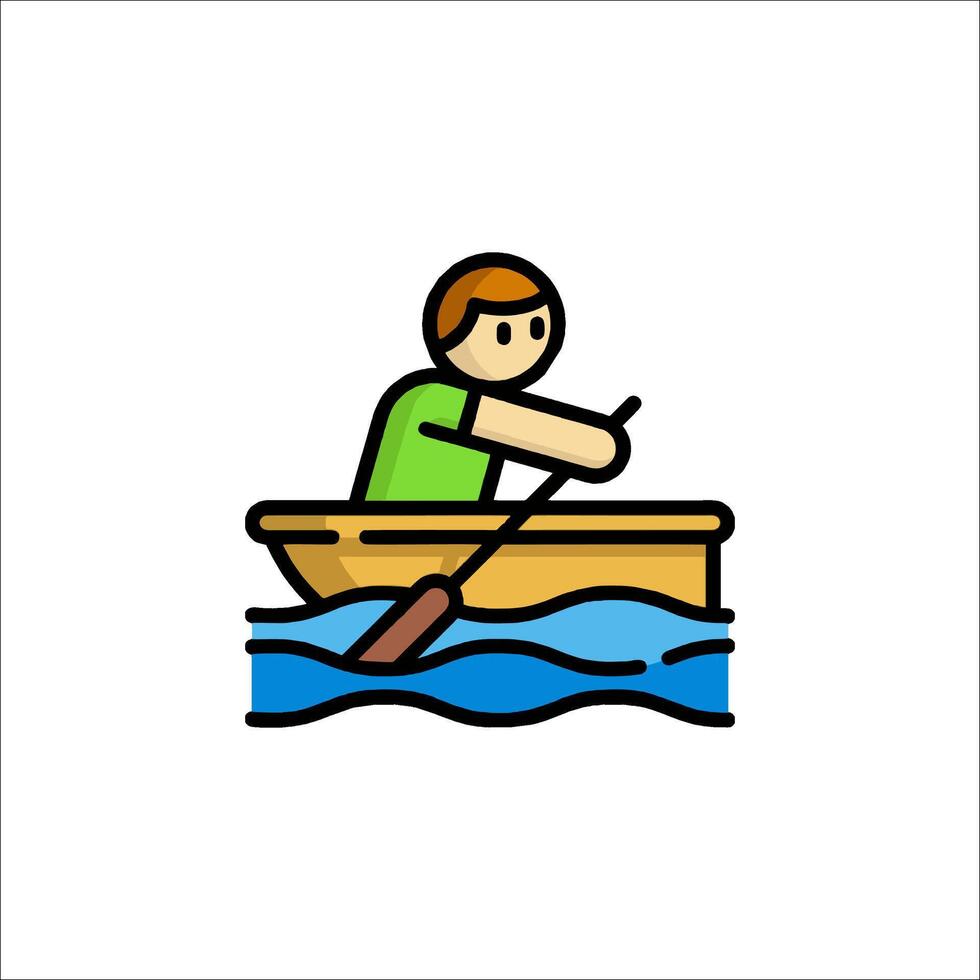 A man in a boat is rowing on the water vector