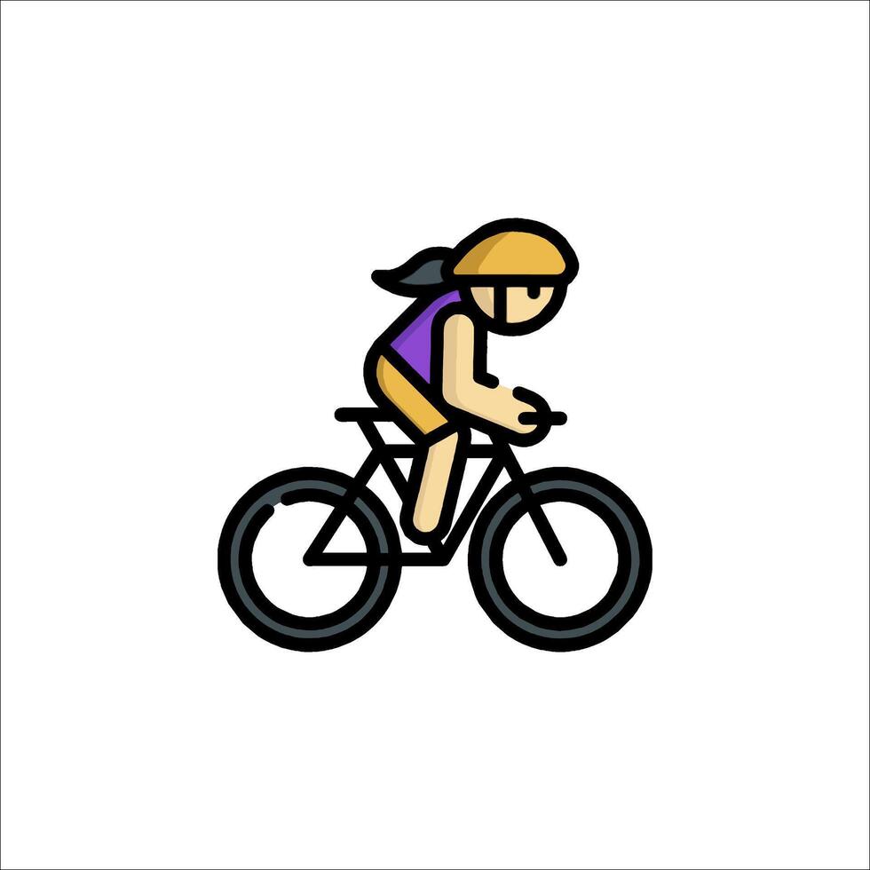 A woman riding a bike icon in a flat style vector