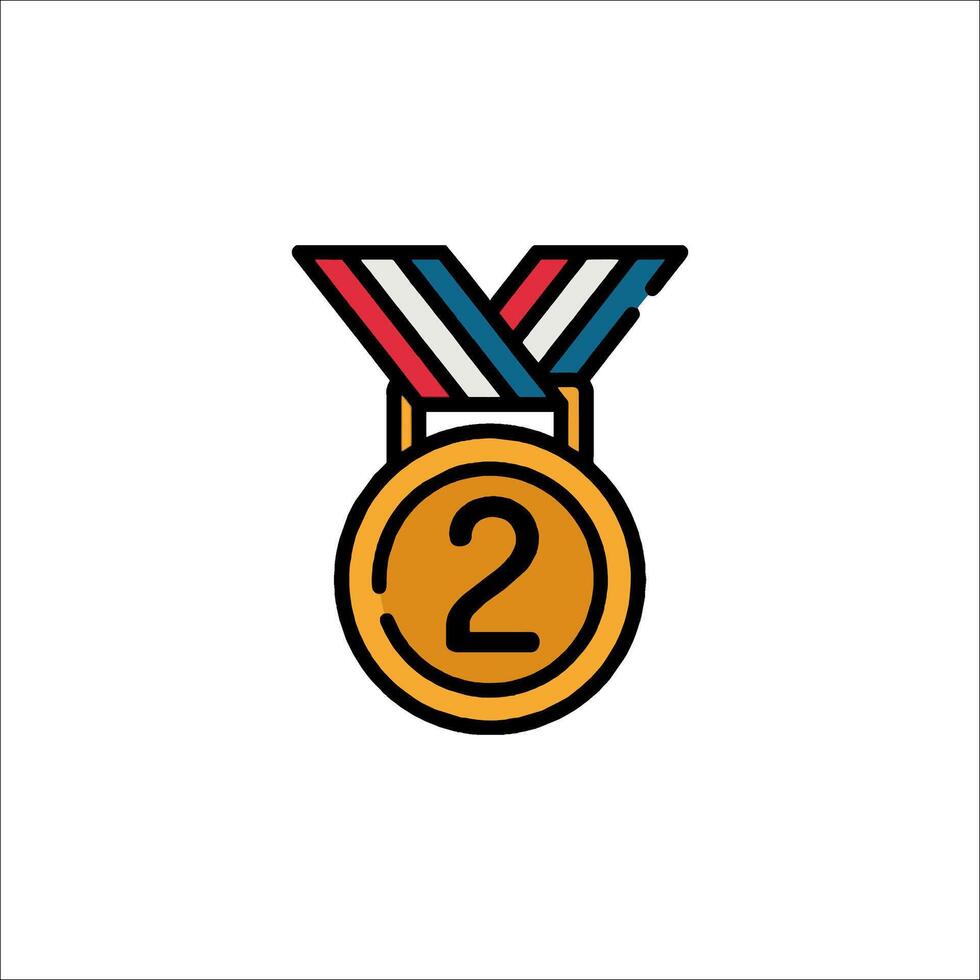 A medal with the number two on it vector