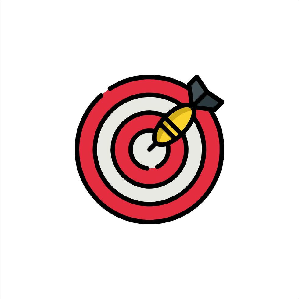 A red and yellow dart in the center of a target vector