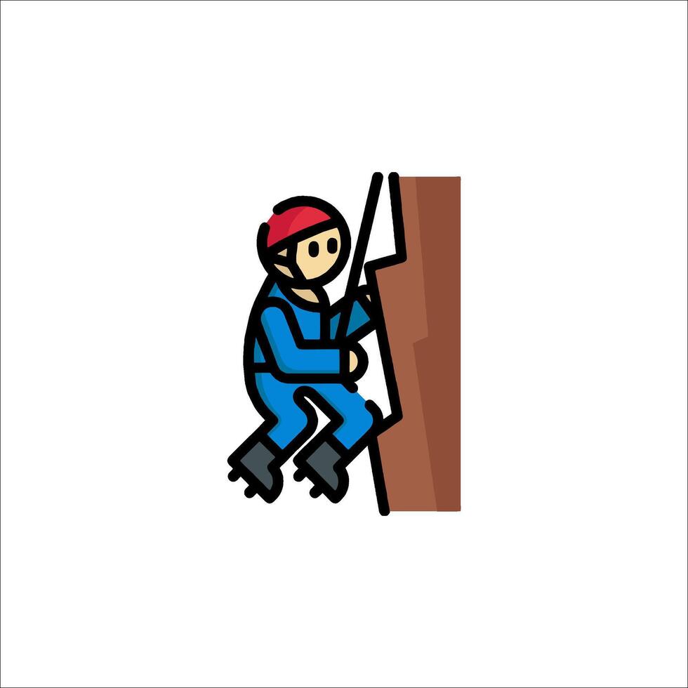 A man climbing on a rock wall vector