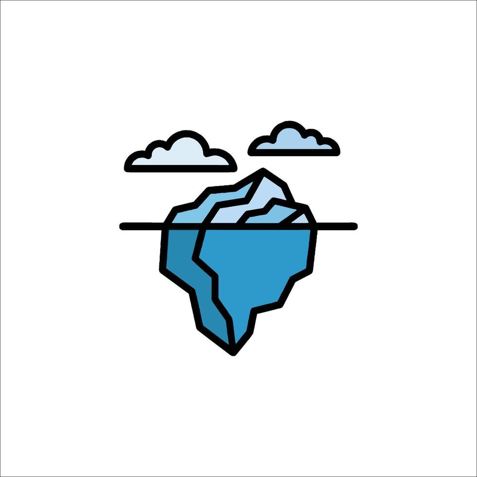 Iceberg icon with clouds and water vector
