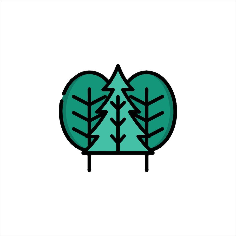 A green and white logo with two trees vector