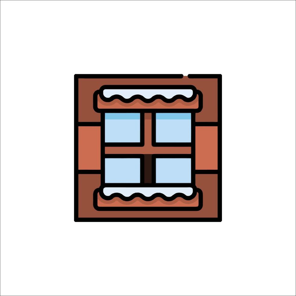 A window with a window sill and a window frame vector