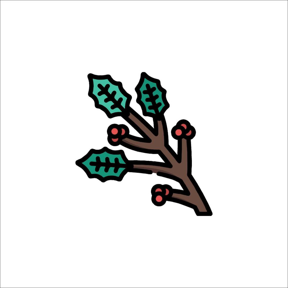 A branch with leaves and berries on it vector