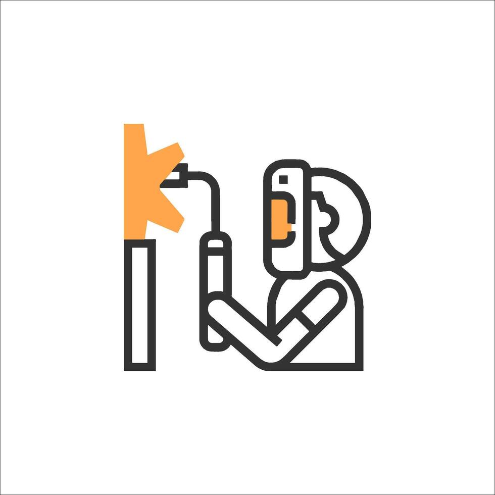 Welder welding, line icon illustration vector