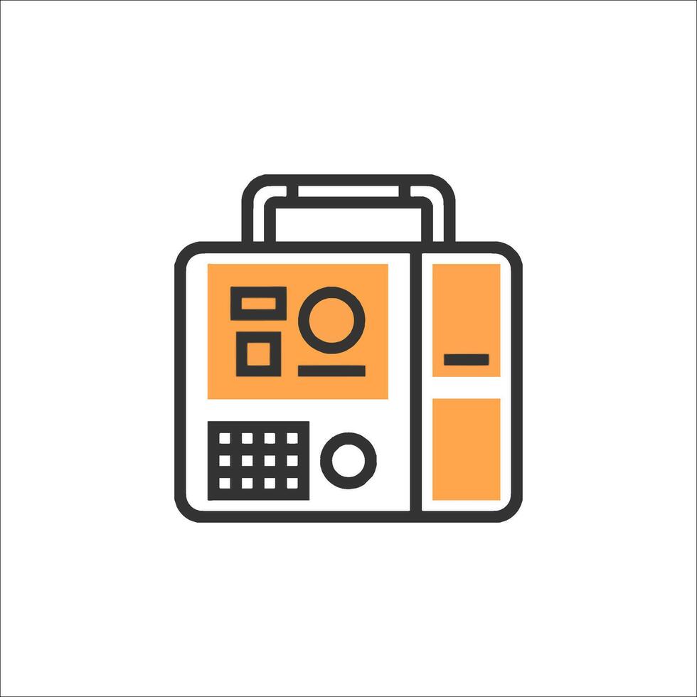 A computer case with a keyboard and mouse icon vector