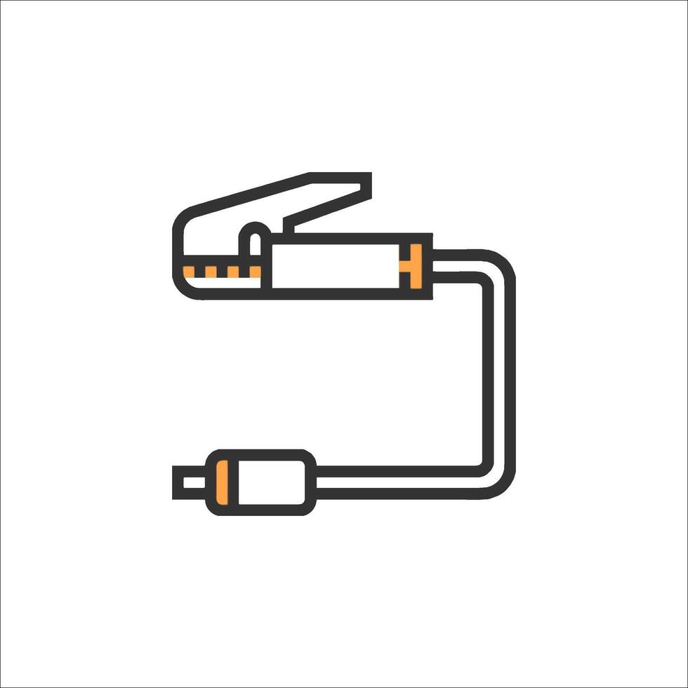 A black and orange cord with a plug on it vector